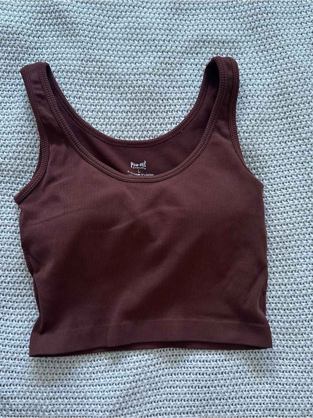 Pro-Fit Women's Ribbed Tank Crop Top in Dark Brown